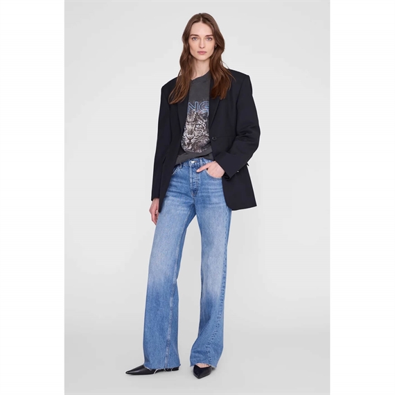 Anine Bing Miles Leopard Muse Sweatshirt, Washed Black